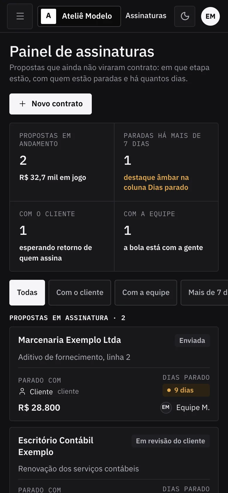 Assinaturas no celular