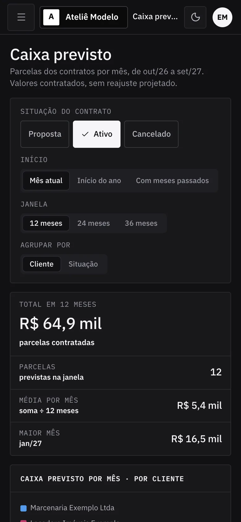 Caixa no celular