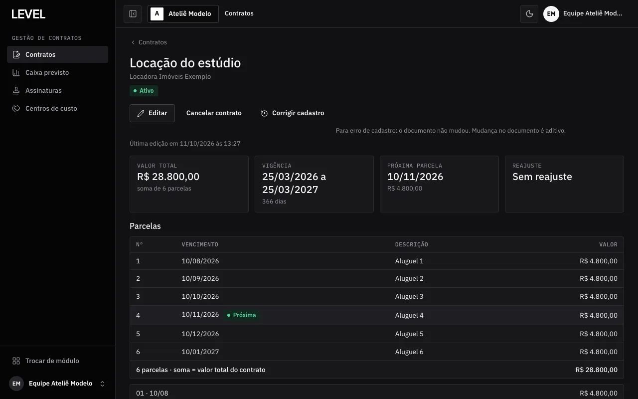 Ficha do contrato