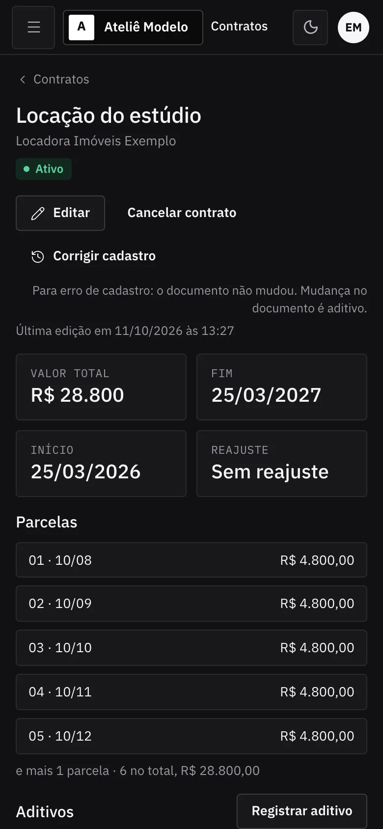 Ficha no celular
