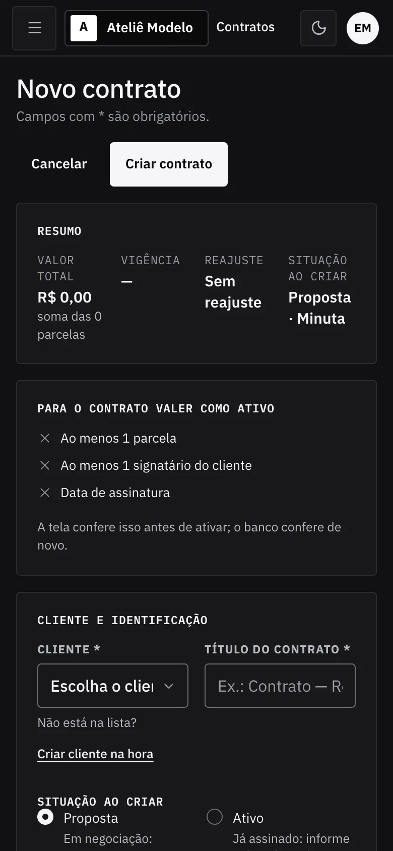 Formulário no celular