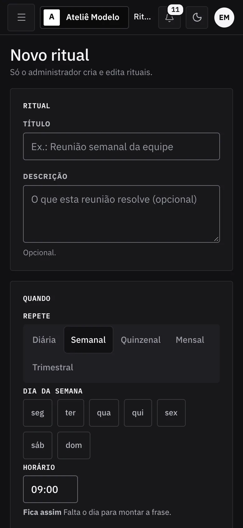 Novo ritual no celular